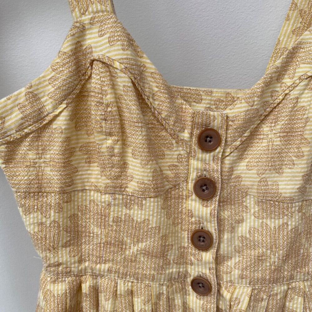 Maeve Anthropologie Yellow Seersucker Cotton Button-Front Dragonfly Dress Sz 00P - Picture 7 of 9